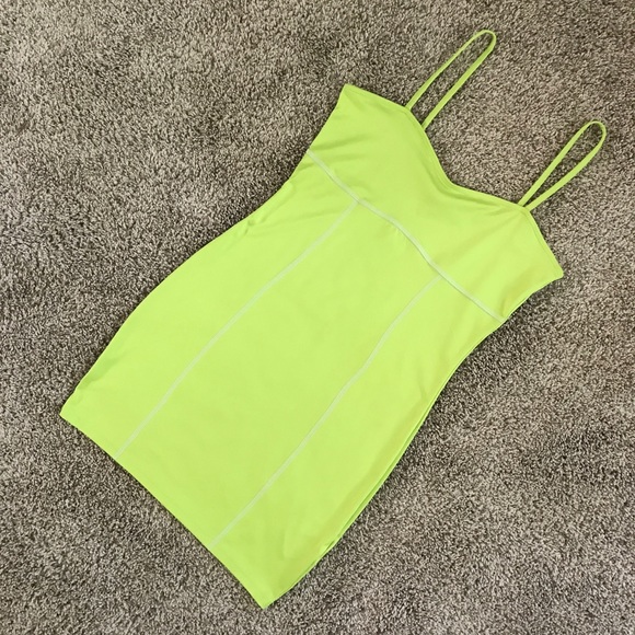 H&M | Dresses | Hm Lime Green Mini Dress | Poshmark